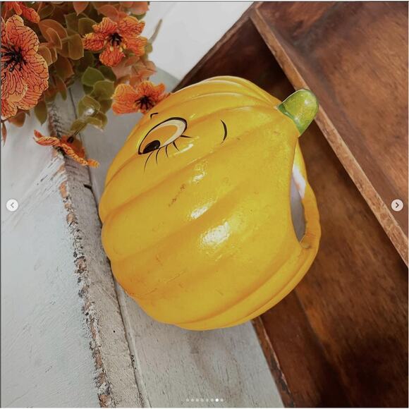Vintage Halloween Anthropomorphic Jack Pumpkin Planter Holland Floral LIGHTER - Picture 7 of 8